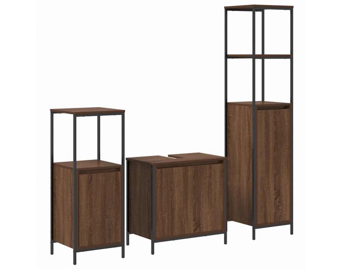 Sonata H Комплект мебели за баня с рафт 3 pcs Кестенов дъб и Черен