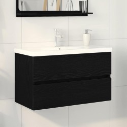 Sonata H Шкаф за мивка с врата Черен дъб 80 x 39 x 62 см Инженерно дърво - Dulapuri de baie
