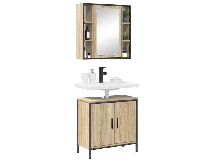 Sonata Set de mobilier pentru baie 2 buc. Maro 60 x 30 x 60 cm