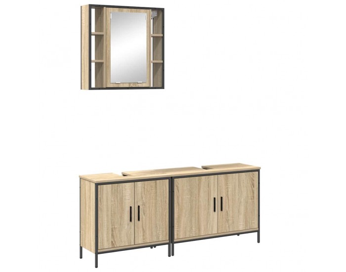 Sonata H Комплект мебели за баня с рафт 3 pcs Кафяво 60 x 30 x 60 cm