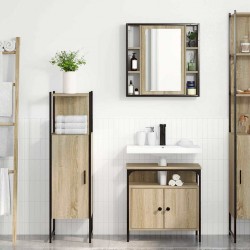 Sonata H Комплект мебели за баня с рафт 3 pcs Кафяво 33 x 33 x 120.5 см - Dulapuri de baie