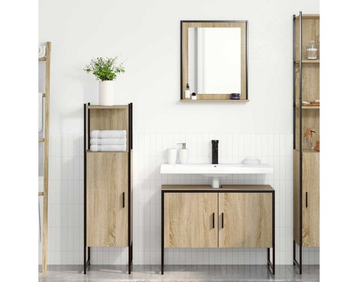 Sonata H Комплект мебели за баня с рафт 3 pcs Кафяво 33 x 33 x 120.5 см