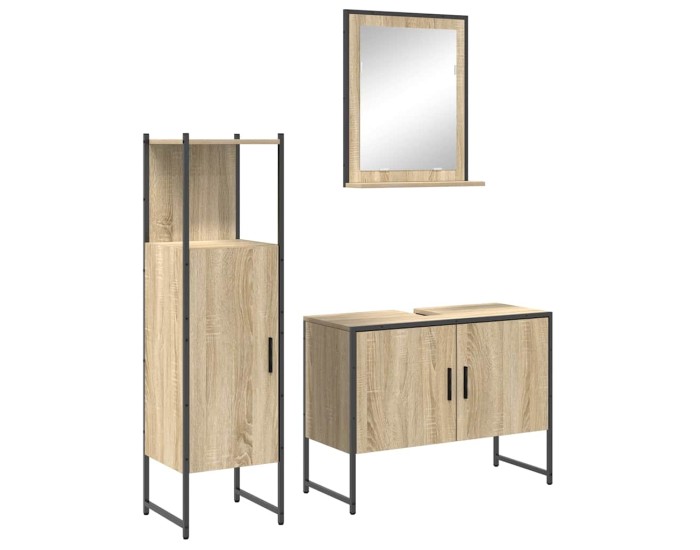 Sonata Set de mobilier pentru baie 3 buc. Maro 33 x 33 x 120,5 cm