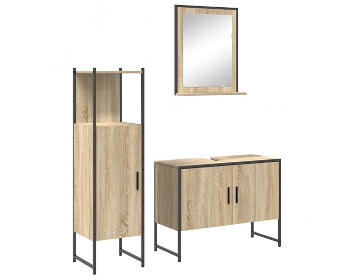 Sonata H Комплект мебели за баня с рафт 3 pcs Кафяво 33 x 33 x 120.5 см