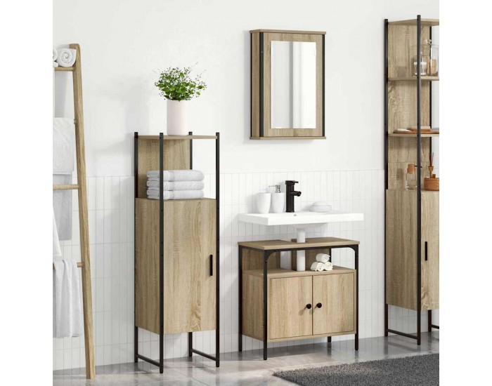 Sonata H Комплект мебели за баня с рафт 3 pcs Кафяво 33 x 33 x 120.5 см