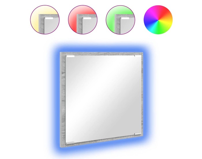 Sonata Oglindă de baie cu LED Gri Sonoma 40 x 37 x 8.5 cm