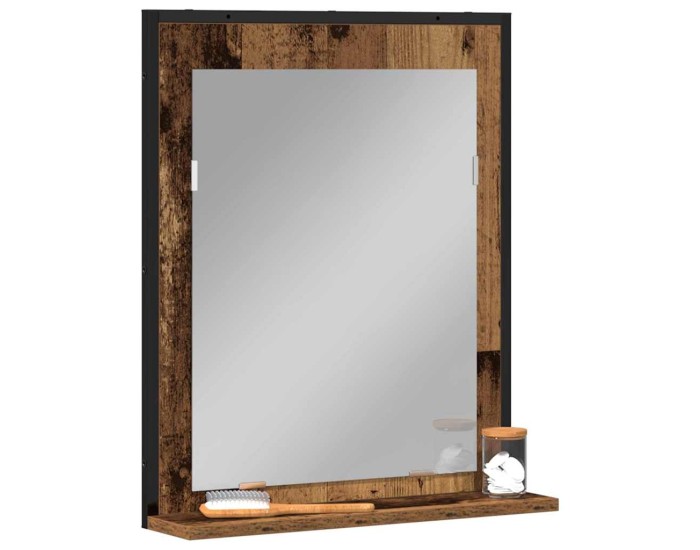 Sonata Oglindă Lemn vechi 50 x 12 x 60 cm Sticlă și Lemn Ingineresc