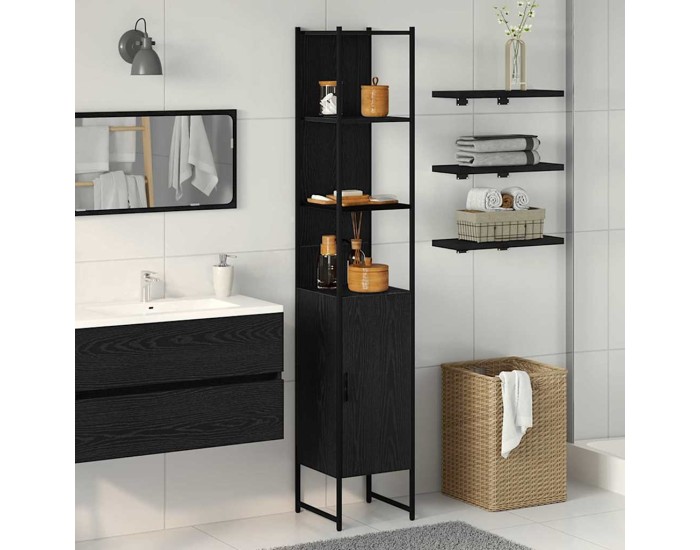 Sonata Dulap de Baie Stejar negru 33 x 33 x 185,5 cm Lemn prelucrat