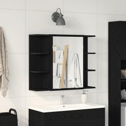 Sonata H Шкаф с огледало Черен дъб 80 x 20.5 x 64 см Инженерно дърво - Dulapuri de baie