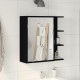 Sonata H Шкаф с огледало за баня с рафт Черен дъб 62.5 x 20.5 x 64 см
