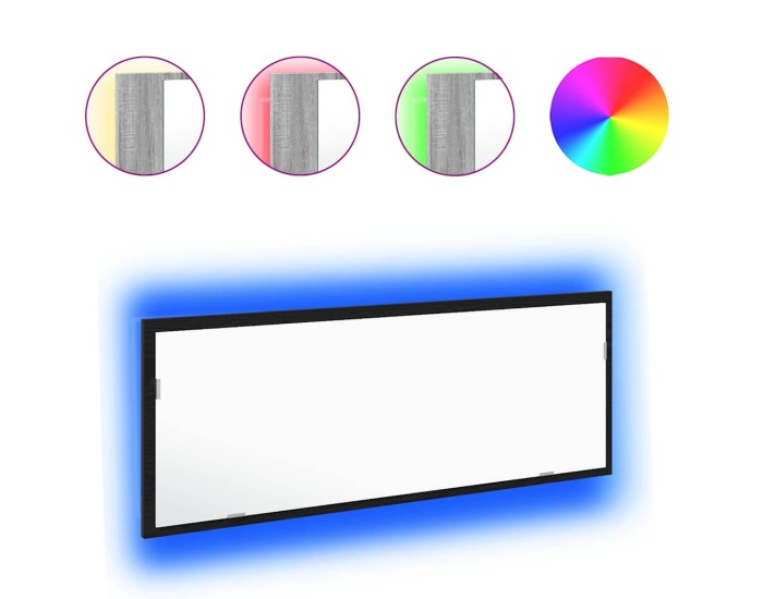 Sonata Oglindă de baie cu LED Stejar Negru 100 x 8,5 x 37 cm Sticlă
