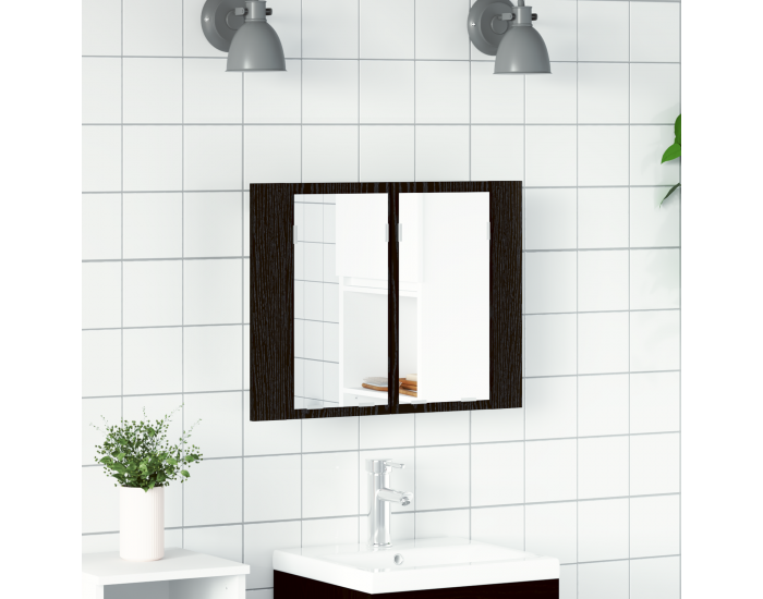 Sonata H Огледален шкаф за баня с рафт с врата Черен дъб 60 x 12 x 45 см