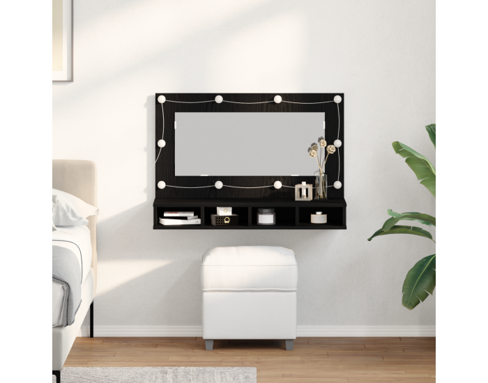 Sonata H Шкаф с огледало Черен дъб 90 x 31.5 x 62 см Инженерно дърво