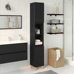 Sonata H Шкаф за баня с рафт Черен дъб 30 x 30 x 190 см Инженерно дърво - Dulapuri de baie
