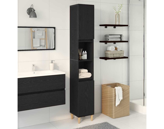 Sonata Dulap de Baie Stejar Negru 30 x 30 x 190 cm Lemn prelucrat