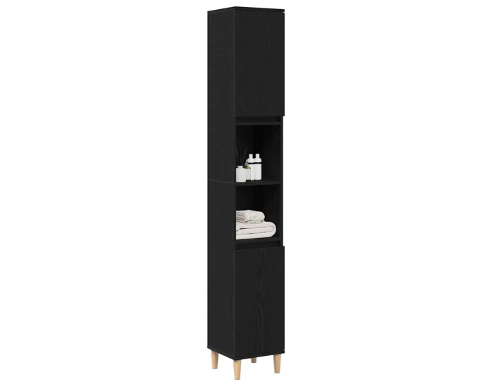 Sonata Dulap de Baie Stejar Negru 30 x 30 x 190 cm Lemn prelucrat