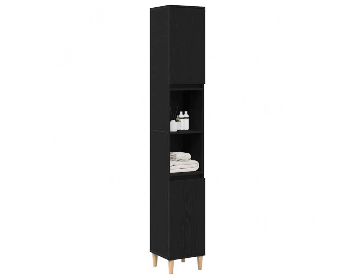 Sonata H Шкаф за баня с рафт Черен дъб 30 x 30 x 190 см Инженерно дърво