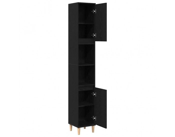 Sonata H Шкаф за баня с рафт Черен дъб 30 x 30 x 190 см Инженерно дърво