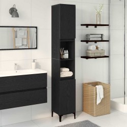 Sonata H Шкаф за баня с рафт Черен дъб 30 x 30 x 190 см Инженерно дърво - Dulapuri de baie