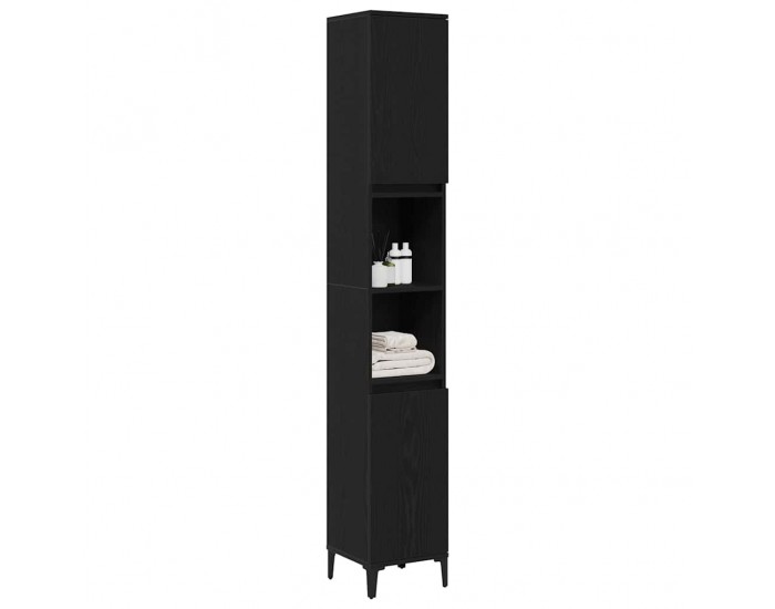 Sonata H Шкаф за баня с рафт Черен дъб 30 x 30 x 190 см Инженерно дърво