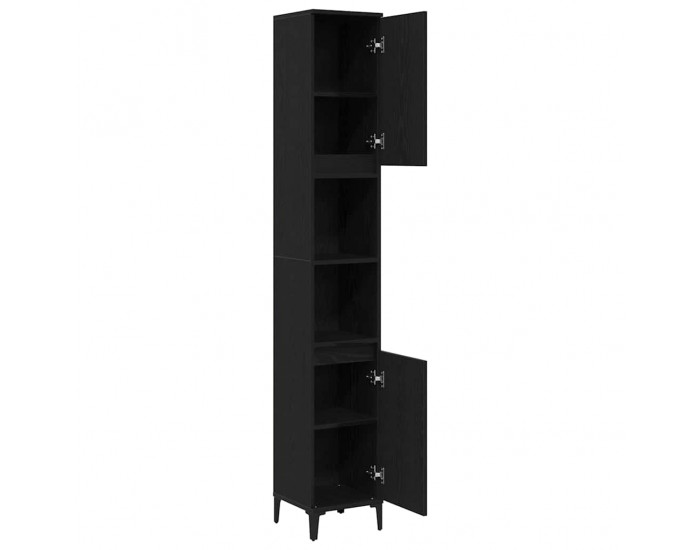 Sonata H Шкаф за баня с рафт Черен дъб 30 x 30 x 190 см Инженерно дърво