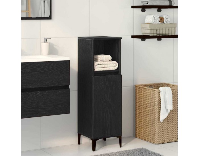 Sonata H Шкаф за баня с рафт Черен дъб 30 x 30 x 100 см Инженерно дърво