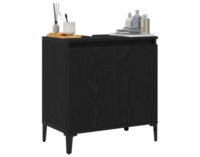 Sonata H Шкаф за мивка с рафт Черен дъб 58 x 33 x 60 см Инженерно дърво