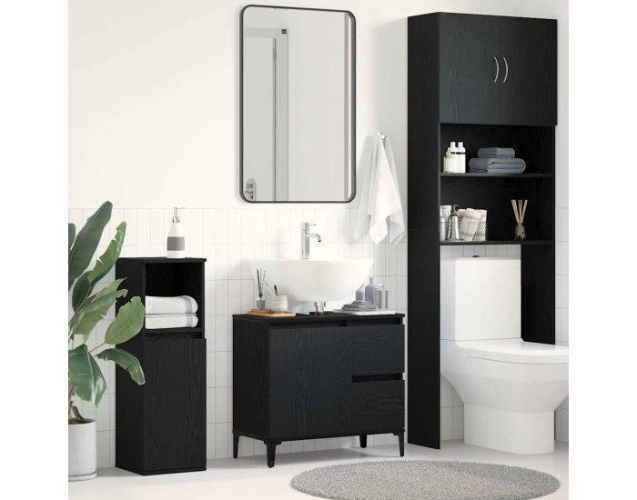 Sonata H Шкаф за баня с рафт Черен дъб 65 x 33 x 60 см Инженерно дърво