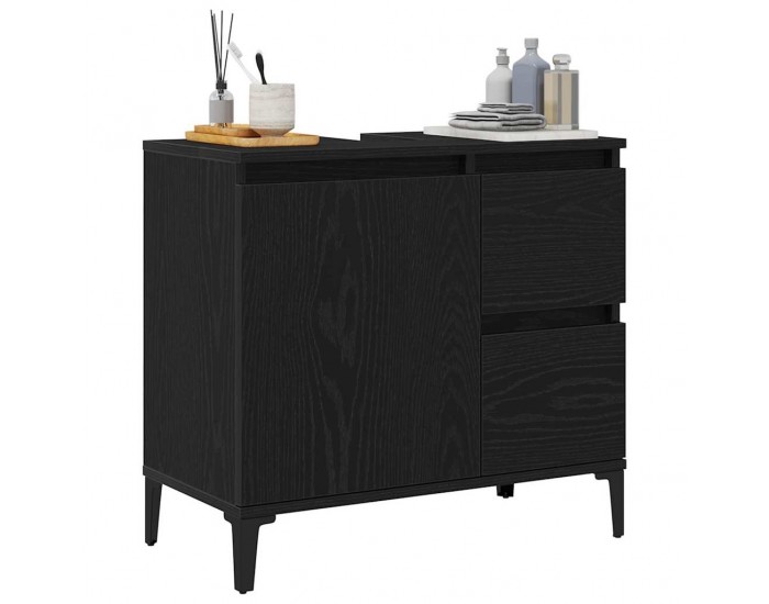 Sonata H Шкаф за баня с рафт Черен дъб 65 x 33 x 60 см Инженерно дърво