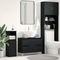 Sonata H Шкаф за мивка с рафт Черен дъб 80 x 33 x 60 см Инженерно дърво - Dulapuri de baie
