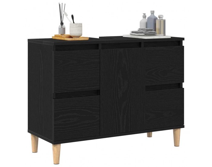Sonata H Шкаф за мивка с рафт Черен дъб 80 x 33 x 60 см Инженерно дърво