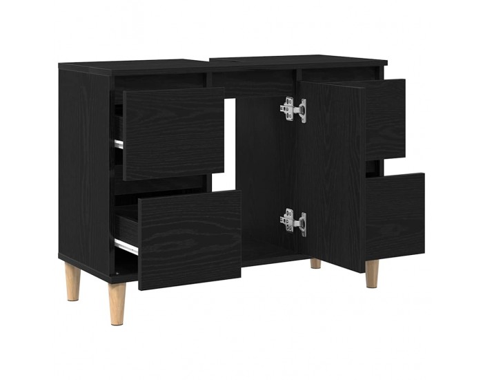 Sonata H Шкаф за мивка с рафт Черен дъб 80 x 33 x 60 см Инженерно дърво