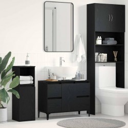 Sonata H Шкаф за мивка с рафт Черен дъб 80 x 33 x 60 см Инженерно дърво - Dulapuri de baie