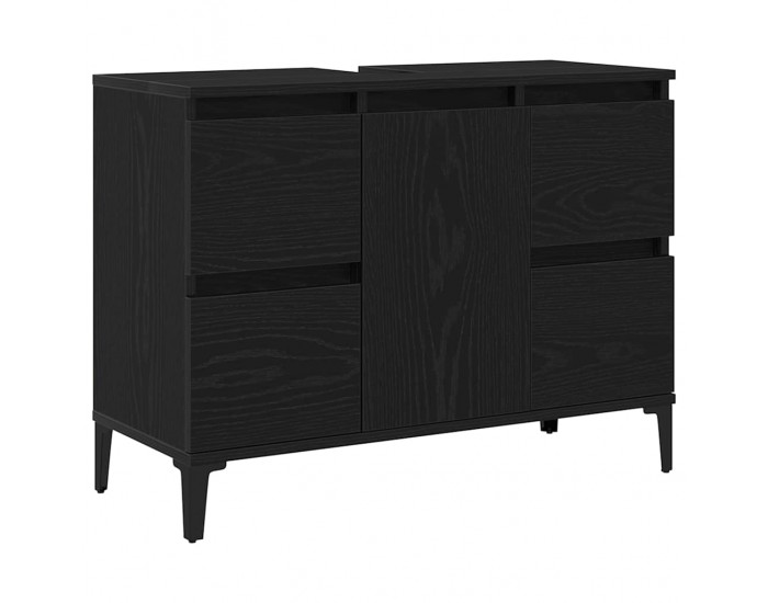 Sonata H Шкаф за мивка с рафт Черен дъб 80 x 33 x 60 см Инженерно дърво