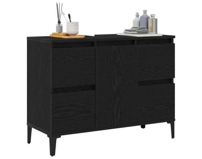 Sonata H Шкаф за мивка с рафт Черен дъб 80 x 33 x 60 см Инженерно дърво