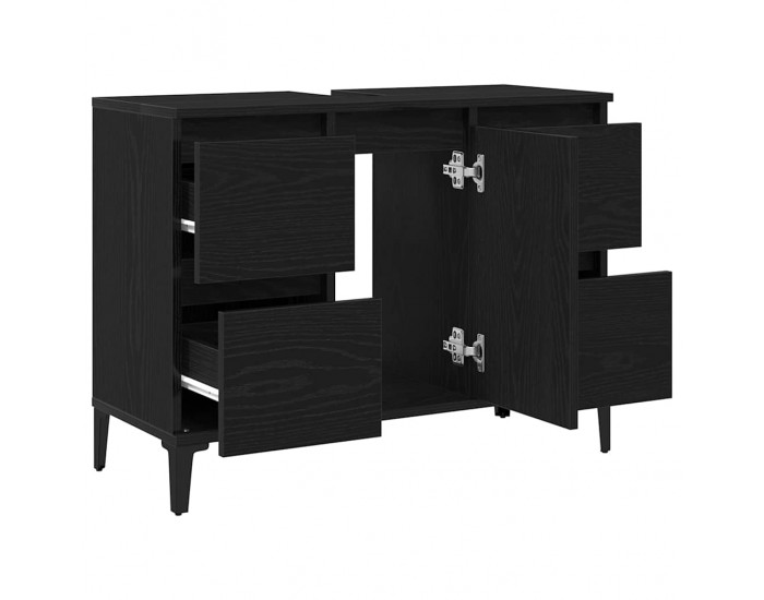 Sonata H Шкаф за мивка с рафт Черен дъб 80 x 33 x 60 см Инженерно дърво