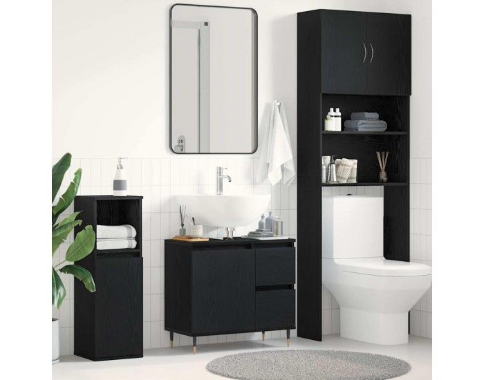 Sonata H Шкаф за баня с рафт Черен дъб 65 x 33 x 60 см Инженерно дърво