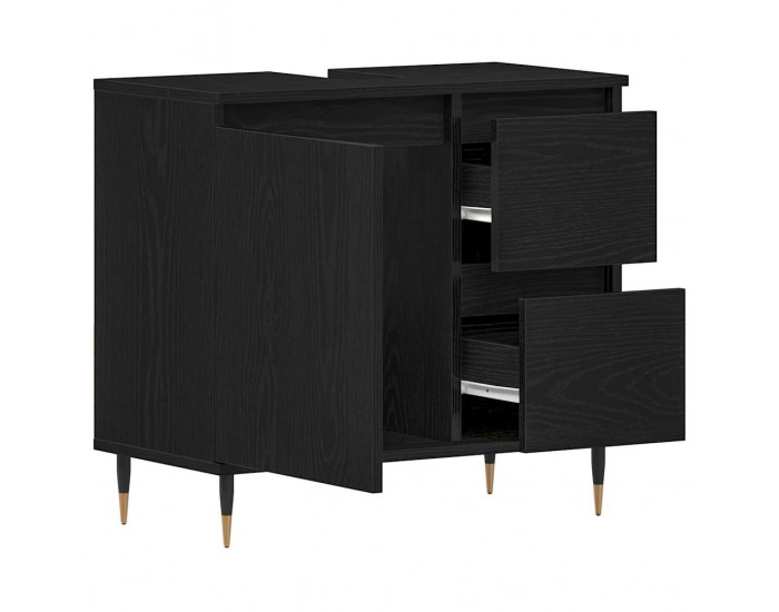 Sonata H Шкаф за баня с рафт Черен дъб 65 x 33 x 60 см Инженерно дърво