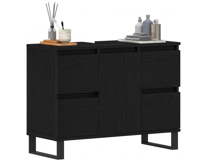 Sonata H Шкаф за баня с рафт Черен дъб 80 x 33 x 60 см Инженерно дърво