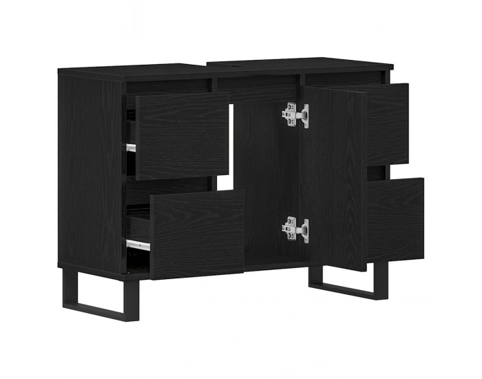Sonata H Шкаф за баня с рафт Черен дъб 80 x 33 x 60 см Инженерно дърво