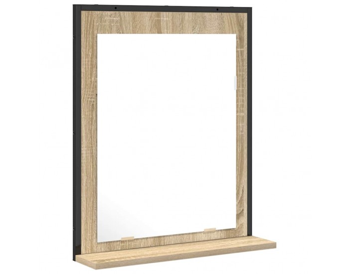 Sonata H Огледало за баня с рафт Черно 50 x 12 x 60 см Инженерно дърво