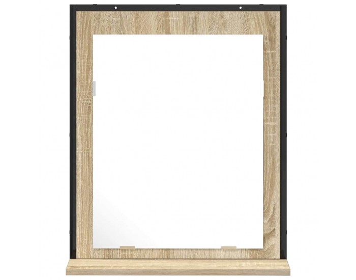 Sonata H Огледало за баня с рафт Черно 50 x 12 x 60 см Инженерно дърво