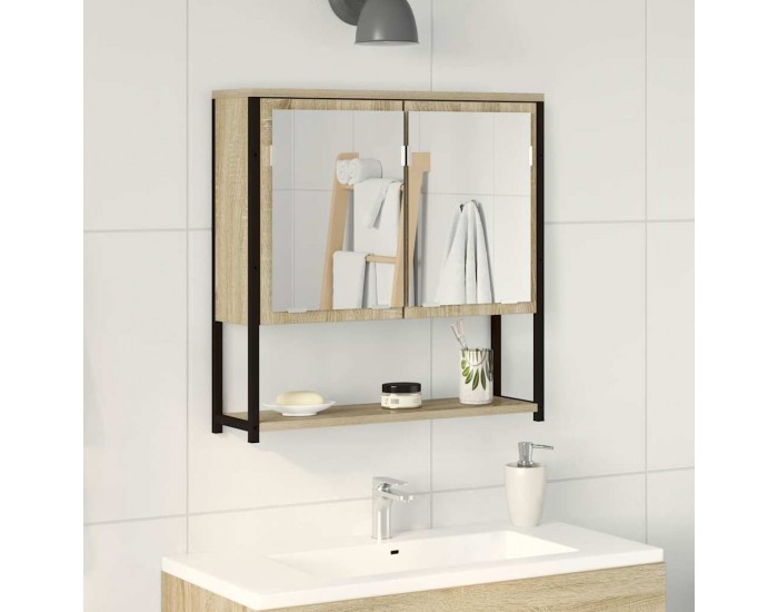 Sonata H Огледало за баня с врата Бежово 60 x 16 x 60 см Инженерно дърво