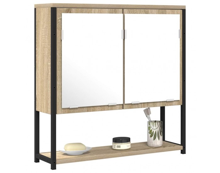 Sonata H Огледало за баня с врата Бежово 60 x 16 x 60 см Инженерно дърво