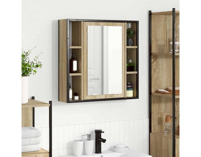 Sonata H Шкаф с огледало за баня Бежово 60 x 16 x 60 см Инженерно дърво