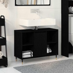 Sonata H Шкаф за баня с рафт Черен дъб 80 x 33 x 60 см Инженерно дърво - Dulapuri de baie
