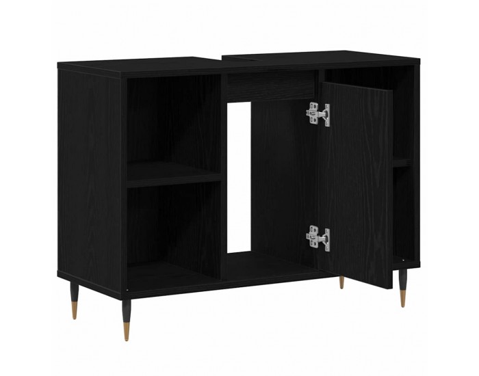 Sonata H Шкаф за баня с рафт Черен дъб 80 x 33 x 60 см Инженерно дърво