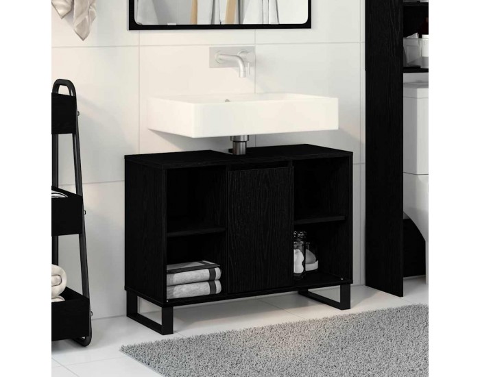 Sonata H Шкаф за баня с рафт Черен дъб 80 x 33 x 60 см Инженерно дърво
