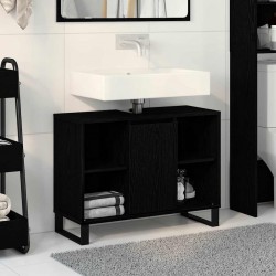 Sonata H Шкаф за баня с рафт Черен дъб 80 x 33 x 60 см Инженерно дърво - Dulapuri de baie