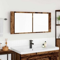 Sonata H LED Огледало за Съхранение с рафт Старо дърво 100 x 12 x 45 см - Baie